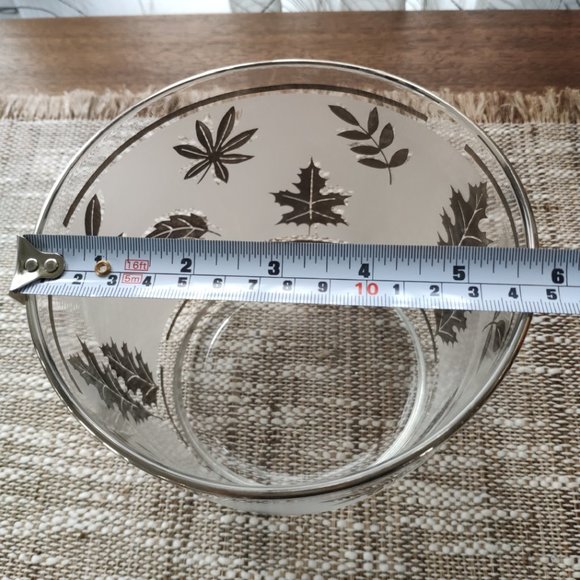 VTG Libbey Gold Overlay Leaves Frosted Glass Ice Bucket 5.75" - Picture 6 of 6